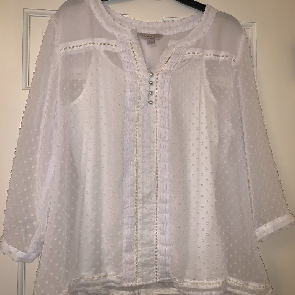Woman's Laura Ashley White Sheer Blouse